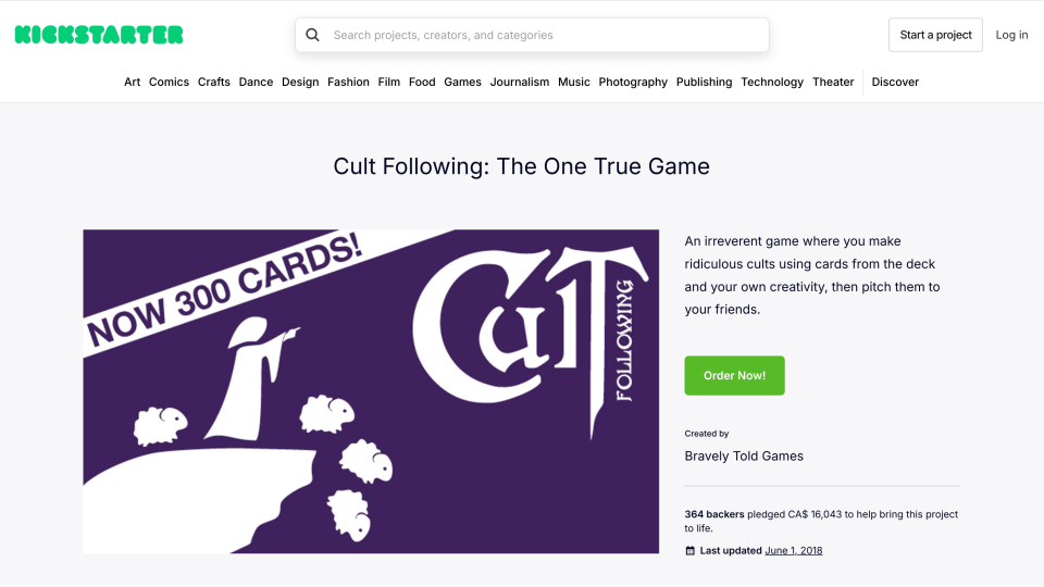 Cult Following: The One True Game